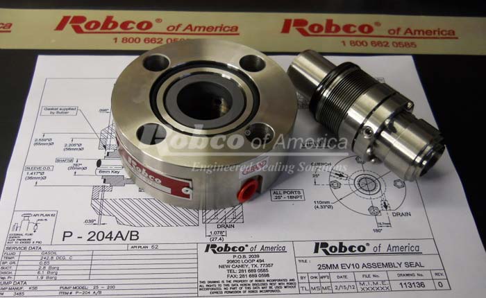 robco metal bellows mechanical seal for chemical plant
